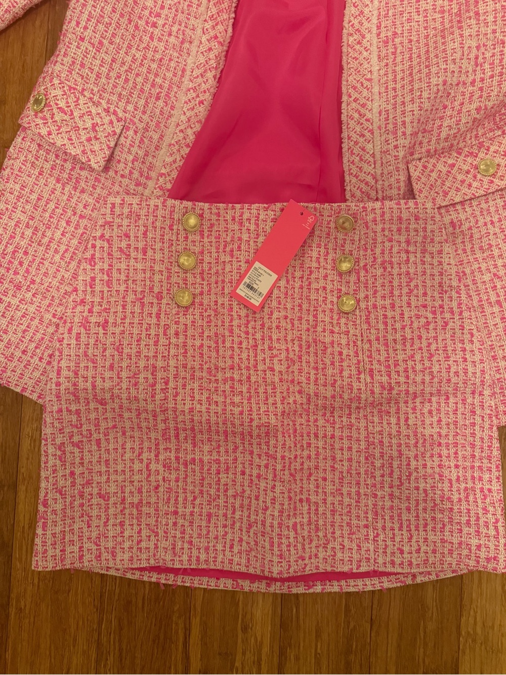 Pink Tweed Skirt Set - Classic Women's Two-Piece - Picture 2 of 3